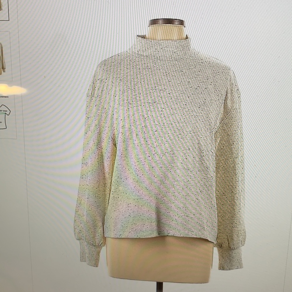 mile(s) by Madewell ivory/gray sweatshirt. mock neck.